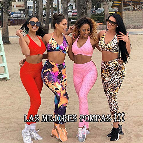 FITTOO Leggings Push Up Mujer Mallas Pantalones Deportivos Alta Cintura Elásticos Yoga Fitness Rojo S