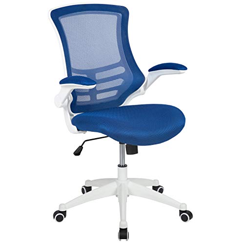 Flash Furniture Silla de Oficina, Red de Espuma, Metal, plástico y Madera, Blue Mesh Frame White, 64.77 x 62.23 x 104.78 cm