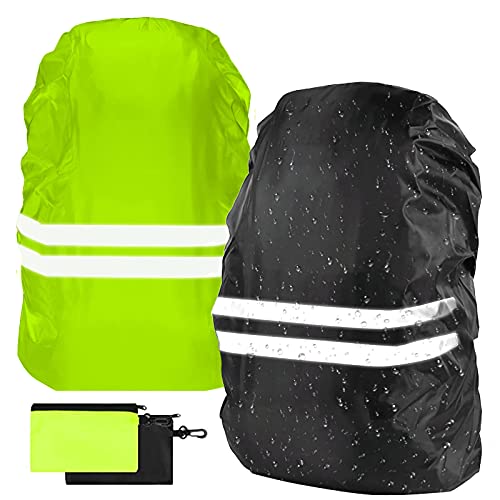 flintronic 2Pcs Funda Impermeable para Mochila 18~30L Fundas Universales para Lluvia con Banda Reflectante para Lluvia, Nieve, Caminatas nocturnas, equitación, Actividades al Aire Libre