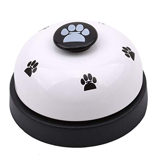 Fliyeong - Campanilla de Entrenamiento para Perros y Gatos, Juguete Interactivo, Color Blanco + botón Negro