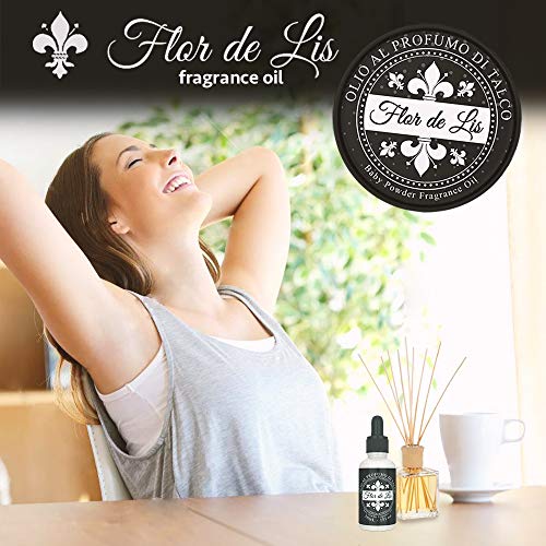 Flor de Lis - Perfume exclusivo para secadora, aceite con fragancia de talco, aroma de esencias para ambientadores de varillas