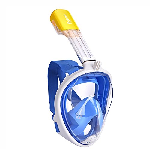 Flyboo Máscara de Snorkel, 180 °Vista Máscara de Buceo con diseño panorámico de Cara Completa GoPro Compatible Máscara de Buceo para Adultos y niños