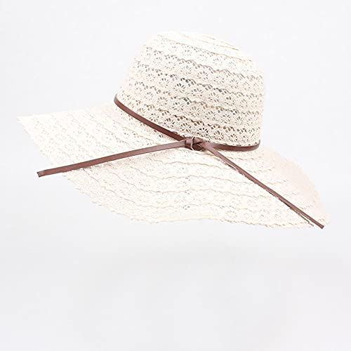 Flysnow Sombrero de sol de ala ancha para mujer, sombrero de pescador, sombrero de paja plegable, sombrero de playa, protección solar