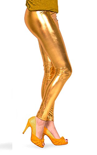 Folat - Leggings con Aspecto Metalizado - Oro - Talla L-XL