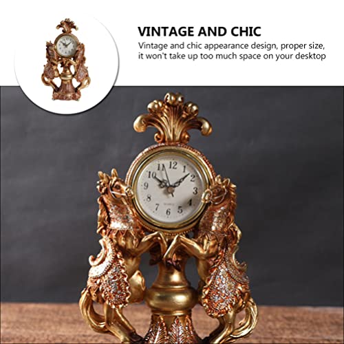 FOMIYES Reloj de Estatuilla de Caballo Reloj de Escritorio Decorativo Reloj Europeo para La Oficina de La Oficina del Dormitorio