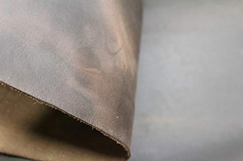 Förster-Fellnest Piel engrasada, nobuck con efecto Pull Up – marrón hasta marrón oscuro – pieza de piel, piel gruesa, piel antigua, aprox. 18 x 26 cm