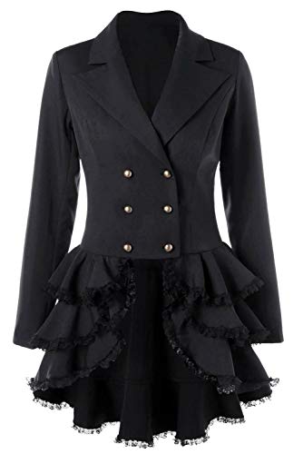 Fortunezone Damen Steampunk Gothic Mantel Barock Jacke Damen Barock Frack Anzug Viktorianisch XL