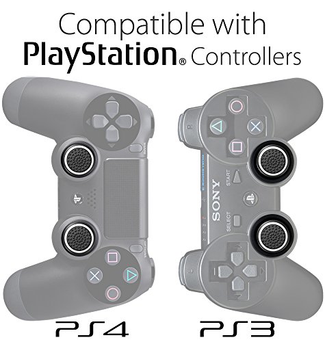 Fosmon (4 Paquete / 2 Par Analog Controller Silicona Palo Grips Cap Joystick Thumb Stick Funda para Playstation 4 / PS4 Dualshock, PS3, Xbox One/One X, Xbox 360 y Wii U Gamepad (Negro/Blanco)