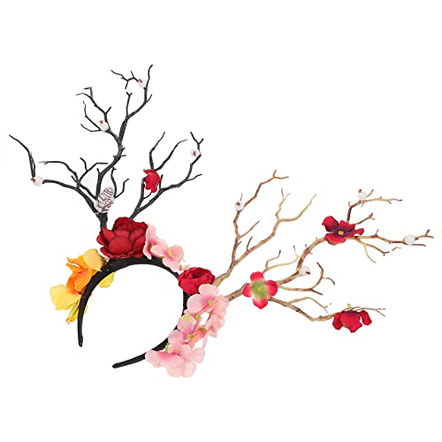 FRCOLOR Diadema de Asta de Flores de Bosque Candidato de Cuernos de Cuernos Grandes Cuernos de Reno para La Navidad Traje 1Pc ( Colorido )