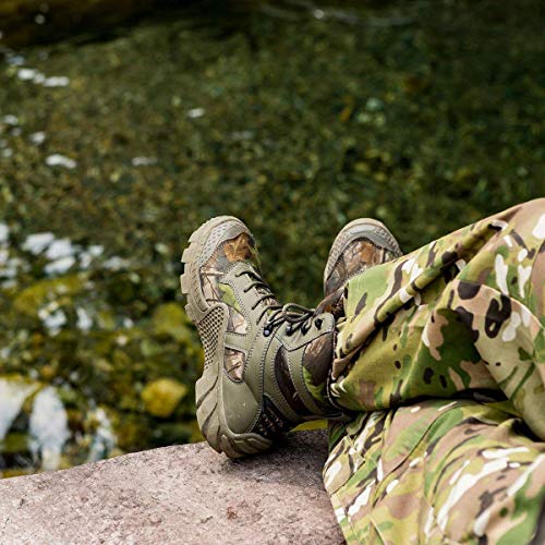 FREE SOLDIER Botas de Caza para Hombres Botas Militares de Combate de Tiro Alto con Cordones Zapatos Ligeros para Todo Terreno para Senderismo, Trabajo(Camouflage, 44)