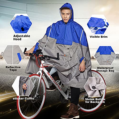 Freiesoldaten Hombres/Mujeres Impermeable Ciclismo Rin Poncho Ligero Al Aire libre Excursionismo Capa de lluvia con Capucha