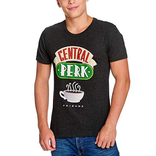 Friends Camiseta Hombre Central Perk Logo Gris - M