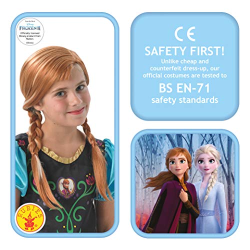 Frozen - Peluca de Anna con trenzas para niña, Talla única infantil (Rubie's 36172)