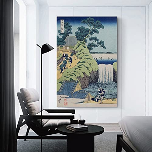 FSJD Póster de Japón Ukiyo-e Pintor Hokusai Aoigaoka Cascada en el Este Capital, Póster decorativo de la pared de la sala de estar, póster de 40 x 60 cm