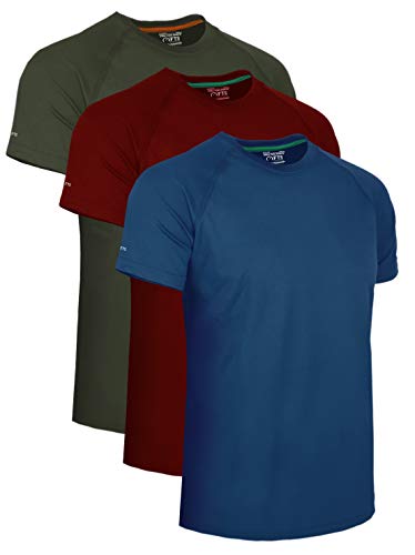 FULL TIME SPORTS® Tech 100% Poliéster Transpirable 3 Pack Casual Top Multi Pack Cuello Redondo T-Shirts Combo#3 - XXX-Large
