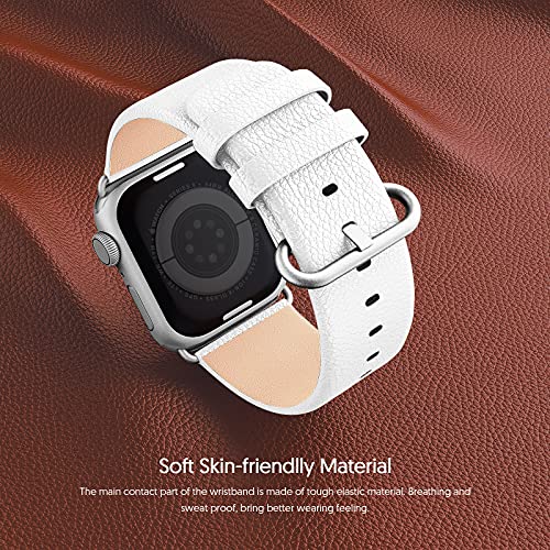 Fullmosa Correa de Reloj para Apple Watch SE Series 7/6/5/4/3/2/1,Correa de Cuero Compatible con iWatch 45/44/40/41/42/38 mm,Repuesto de Correa Reloj para Hombre y Mujer.