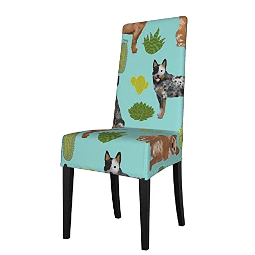 Funda de Asiento para Silla Perro de Ganado Australiano Talones Azules y Rojos Cactus Tinte Azul Fundas para sillas Fundas Estiramiento Protector de Silla Lavable