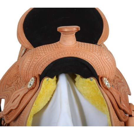 Funda de cuero Western Barrel Racing Horse Saddle Tack con toque, reposacabezas, cuello de pecho, riendas (tamaño 35,5 a 45,7 cm)