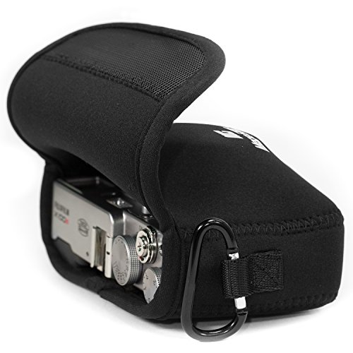 Funda de Neopreno con mosquetón de MegaGear MG1094, Ultra Fina, para cámara Fujifilm X100F, X100T, X100S (Color Negro)