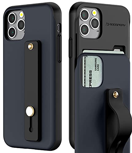 Funda Goospery SlideTok (Compatible con iPhone 11 Pro) con Banda de sujeción para Dedos, Tarjetero, Carcasa de teléfono móvil (Navy)