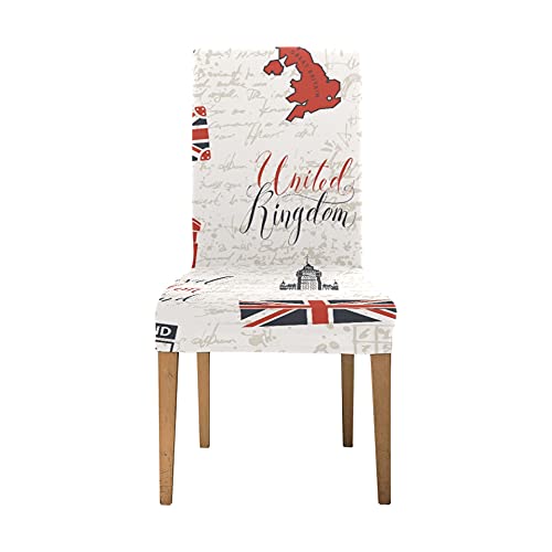 Fundas para Asientos de sillas Símbolos de Londres con Elizabeth Tower (Big Ben) Fundas para Asientos de Comedor Fundas para sillas Plegables y elásticas Suaves Fundas para sillas elásticas extraíble