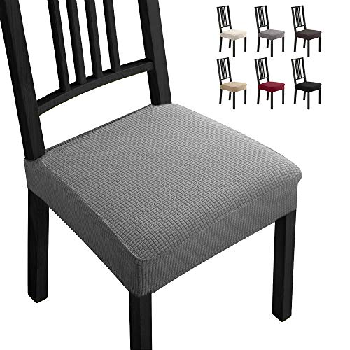 Fundas para sillas Pack de 4 Fundas sillas Comedor Fundas elásticas,Fundas de Asiento para Silla,Diseño Jacquard Cubiertas de la sillas,Extraíbles y Lavables-Decor Restaurante(Paquete de 4,Gris)-B