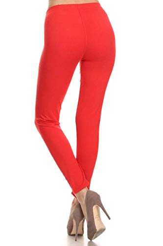 FUNGO Leggings Mujer Largo Deportivas Leggins Yoga Pantalones Para Mujer (40, Rojo)