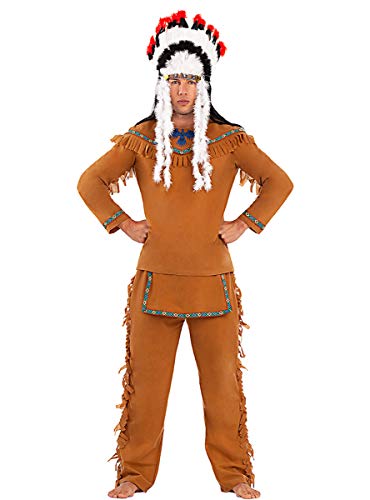 Funidelia | Penacho de Indio para Hombre ▶ Indios, Vaqueros, Western - Color: Rojo, Accesorio para Disfraz - Divertidos Disfraces y complementos para Carnaval y Halloween