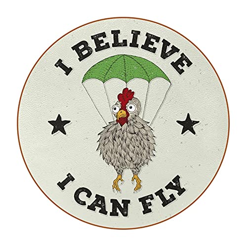 Funny Chicken I Belive I Can Fly4.7.6 cm posavasos grandes, anti-manchas, cristal anti-arañazos y antideslizante, un juego de 6 absorbentes