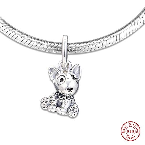 FUNSHOPP Abalorio de plata 925 para regalo del día de la madre, diseño de cachorro Bull Terrier