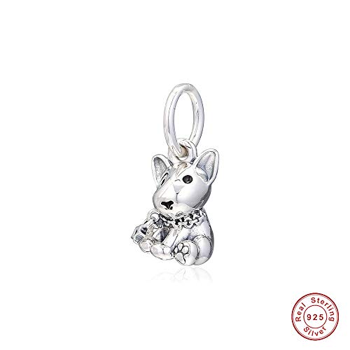 FUNSHOPP Abalorio de plata 925 para regalo del día de la madre, diseño de cachorro Bull Terrier