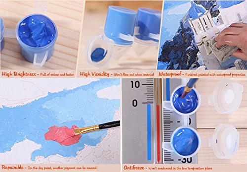 Fuumuui Pintar por Numeros para Adultos Niños,DIY Pintura por números de Kits Sin Marco-Cascada Azul 16 * 20 Pulgadas