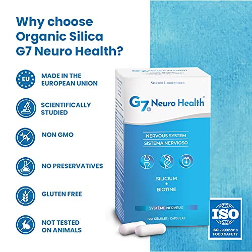 G7 Neuro Health. Suplemento Que Favorece La Concentración Y La Memoria Y Contribuye En La Eliminación De Metales Pesados. Con Silicio, Biotina Y Magnesio. 120 Cápsulas.