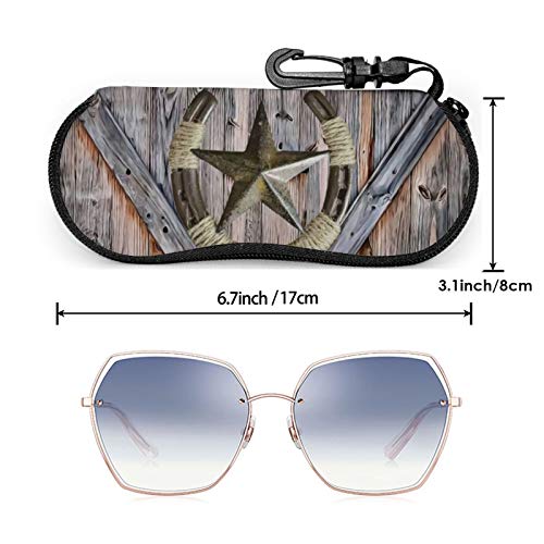 Gafas de sol caso caso de gafas con clip para cinturón Vintage granero puerta herradura rústico estrella Zip portátil gafas bolsa