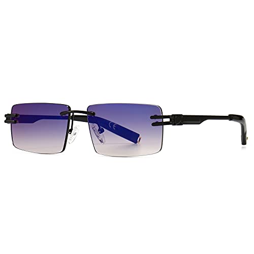 Gafas de sol retro sin montura para hombres mujeres rectangulares con montura ultra pequeña gafas de sol con lentes transparentes