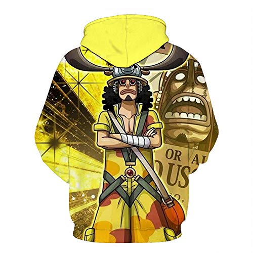GAMESBD Sudaderas con Capucha Avant Garde Hombre One Piece Anime Sudadera con Capucha 3D Sweater Cordón Bolsillo Prendas De Abrigo Amarillo S
