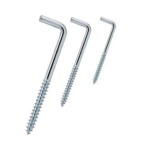 Ganchos de tornillo Pernos angulares Ganchos en L de acero galvanizado - Pernos de gancho robustos en 3 tamaños diferentes (80 piezas de 4 cm)