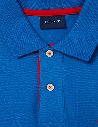 GANT Contrast Collar Pique SS Rugger Camisa de Polo, Azul náutico, XS para Hombre