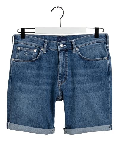GANT D1. Regular Jeans Shorts Pantalones Cortos, Semi Light Indigo Worn in, 44 para Hombre