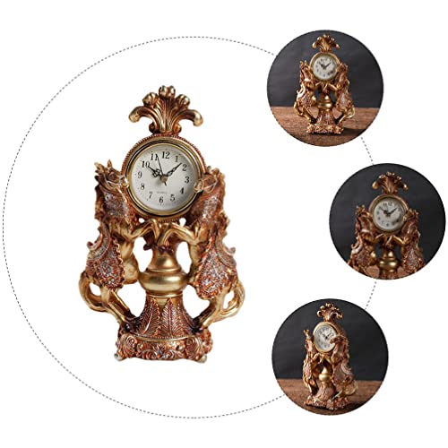 Garneck Reloj de Escritorio Creativo en Forma de Caballo: Reloj Retro Reloj Reloj Decorativo sin Tictac Reloj Único Ornamento Europeo Decoración (Sin Batería)