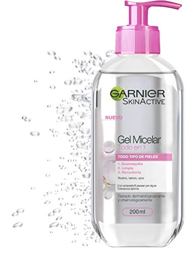 Garnier Skin Active - Gel Micelar Desmaquillante para Pieles Normales, Todo en Uno, 200 ml