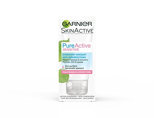 Garnier Skin Active Pure Active Skinactive, Crema de día para piel sensible y con imperfecciones, Pack de 2 x 50 ml