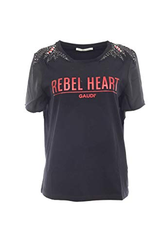Gaudi Fashion - Camiseta de manga corta para mujer, color negro, talla XS