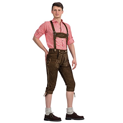 Gaudi-Leathers Lederhosen Blair Traditional pantalón bávaro Traje de Tirolesa Moda alemán de Oktoberfest carnevale para Hombre 56