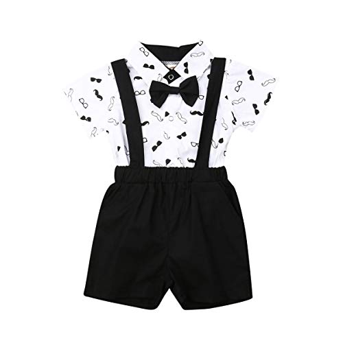 Geagodelia - Conjunto de ropa para recién nacido para bebé o niño, traje de verano y peto corto de 0 a 2 años, Negro , 0-6 Meses