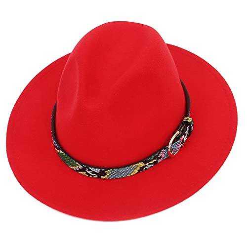 GEMVIE Sombrero de Fedora con Correa de Sombrero Tejida de Colores Sombrero de Fieltro Sombrero de Copa para Hombre y Mujer