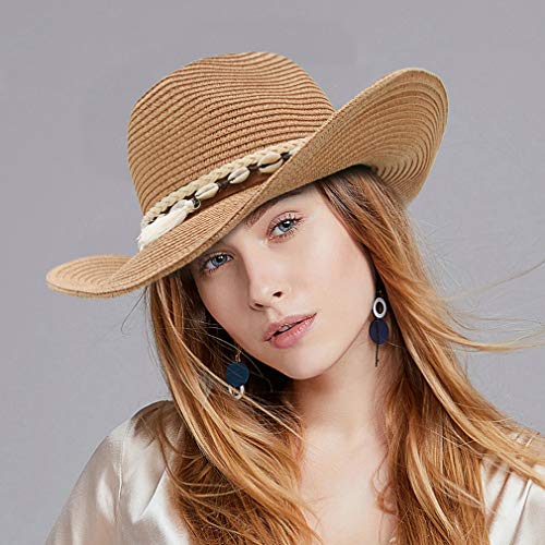 GEMVIE Sombrero Panamá de Playa Mujer Gorra de Sol Verano Caza Caqui