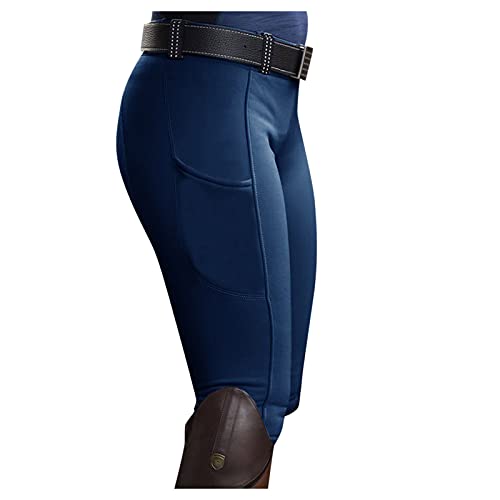 GenericBrands Taurner Mujer Pantalones de Montar Mallas de Montar Elásticas Deportivos Ecuestres Pantalones con Bolsillos para Equitación