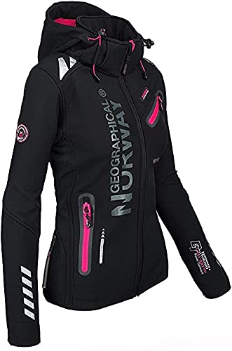 Geographical Norway REINE BELL - Chaqueta de invierno para mujer, forro polar con capucha para mujer, impermeable, manga larga, parka, Negro , M