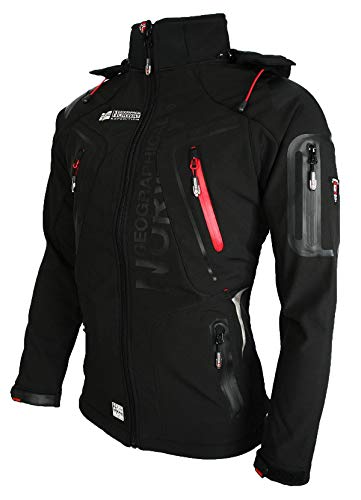 Geographical Norway Techno - Chaqueta flexible para hombre, con capucha desmontable, Hombre, color Negro , tamaño medium